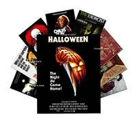 AKBOK 9-Piece Vintage Horror Posters, Creepy Classic Scary Film Prints Wall Art, Monster Suspense Movie Set, Unframed for Home, Living Room, Bedroom, Man Cave, Theater Decor, 8 x 10 Inch