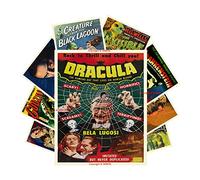 AKBOK Vintage Horror Monster Movie Posters Classic Scary Movie Poster Wall Art Prints Home Theater Set for Man Cave Living Room Bedroom 8”X 10” Unframed 9Pcs