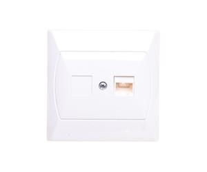 AKCENT Gniazdo komputerowe pojedyncze RJ45 kat.5e FOREX białe GPK-1A/F/00