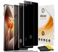 Akcoo Privacy Screen Protector for OnePlus 13 [3 Pack], Tempered Glass UV Set, Anti-Spy, Fingerprint-ID Support, 9H Hardness Scratch Resistant, Edge to Edge Full Protection