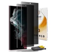 Akcoo Privacy UV Tempered Glass for Galaxy S22 Ultra, 2-Pack, 28° Anti-Spy, Fingerprint Unlock Not Supported, 9H Scratch Resistant