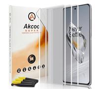 Akcoo Screen Protector for OnePlus 12-3 Pack, Tempered Glass UV Set, 9H Scratch Resistant, Touch Sensitive, Edge to Edge Full Protection