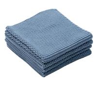AKCOT 100% Cotton Knitted Dish Cloth, Ultra Soft Absorbent Quick Drying, 12x12 Inches, 4-Pack, Perfect for Kitchen Cleaning and Dish Washing | Blue