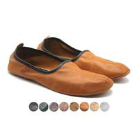 Akdam Womens Indoor Leather Slippers Antique Tan Traditional Babouche House Shoes Barefoot Moccasin, Antique Tan, 5 UK