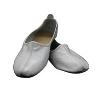 Akdam Women's Indoor Leather Slippers Pure White Traditional Babouche House Shoes Moccasin Tawaf Grounding Shoes, White, 9 UK