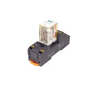 AKDDNZX Plug-In Miniature Power Intermediate Relay + With Socket RKF4C Set 6A 14 Feet 4NO4NC Electromagnetic Relay DC24 AC230(4CO024LT SKC14 ST)