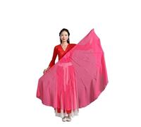 AKDJGFP Silk Fans Belly Dance Big Size Fan Veil Chiffon Fabric Gradient Flowy Dance Props Flexiable Bendable Stick(Color 7,95CM 1 Right 1 Left)