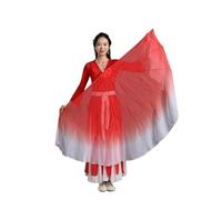 AKDJGFP Silk Fans Belly Dance Big Size Fan Veil Chiffon Fabric Gradient Flowy Dance Props Flexiable Bendable Stick(Color 3,95CM 1 Right 1 Left)