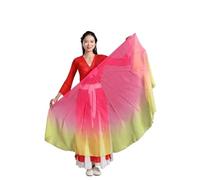 AKDJGFP Silk Fans Belly Dance Big Size Fan Veil Chiffon Fabric Gradient Flowy Dance Props Flexiable Bendable Stick(Color 2,85CM 1 Right 1 Left)