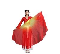 AKDJGFP Silk Fans Belly Dance Big Size Fan Veil Chiffon Fabric Gradient Flowy Dance Props Flexiable Bendable Stick(Color 1,85CM 1 Right 1 Left)