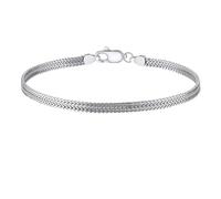 AKDJGFP Silver Bracelet For Women Silver Rhodium Plated Personalized 2.8mm Flat Mesh Chain Bracelet Various Size Selection(Silver-19cm)