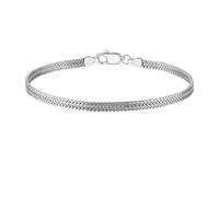 AKDJGFP Silver Bracelet For Women Silver Rhodium Plated Personalized 2.8mm Flat Mesh Chain Bracelet Various Size Selection(Silver-18cm)