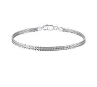 AKDJGFP Silver Bracelet For Women Silver Rhodium Plated Personalized 2.8mm Flat Mesh Chain Bracelet Various Size Selection(Silver-16.5cm)
