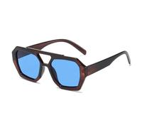 AKDJGFP Sunglasses Square Vintage Sunglasses Woman Big Frame Sun Glasses Female Fashion Outdoors Candy Colors Mirror Oculos De Sol(Brown Blue)