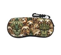AKDODK Cute Sloth Print Sport Glasses Case,Withreinforced Zipper Glasses Storage Box,Sunglasses Carrying Case, Black, One size