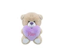 AKEDE 16cm Mum Teddy Bear Holding A Heart With Mum Written On It - Heart Teddy For Mum - Mothers Day - Birthday Gift For Mum - I Love You Teddy Bear (Purple)
