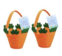 AKEDE Easter Baskets For Kids - Easter Bags With Handle - Spring Baskets Hampers For Children - Easter Gifts Bags For Eggs Hunting, Candy Chocolate Egg Carry Bucket Easter Party - Pack Of 2 - Carrot