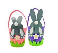 AKEDE Easter Baskets For Kids - Easter Bags With Handle - Spring Baskets Hampers For Children - Easter Gifts Bags For Eggs Hunting, Candy Chocolate Egg Carry Bucket Easter Party - Pack Of 2 - Bunny