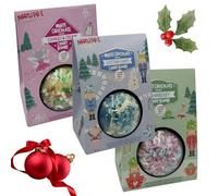 AKEDE Hot Chocolate Gift Set - Bomb Cocoa Bombe 3 X Festive Themed With Marshmallow Toppers, Peppermint Candy Canes, Christmas Jelly Pops Pack Of 9 (Milk)
