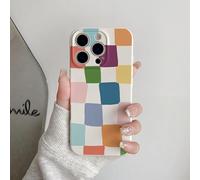 Akeivare for iPhone 16 Plus Case Cute Aesthetic Trendy Slim Checkerboard Larger Blocks Pattern for Women Girl Fit TPU Silicone Shockproof Full Camera Protection Cover - Colorful