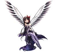 Akemi Homura Figure with Black Wings, 25cm Theatre Edition Sitting Pose Model PVC Anime Girl Statue Collectibles Ornaments Desktop Decorations Gifts