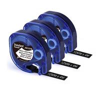 Aken Compatible with Dymo Letratag Ribbon White on Black 12mm x 4m A913318 913318, Compatible with Dymo LetraTag LT-100H LT100T XR 200B