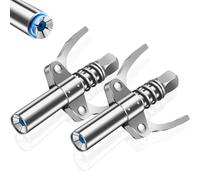 Akeoil Grease Gun Coupler, Grease Gun Tips, Grease Gun Accessories, 12000 PSI Leak Proof Design Double Handle Grease Nozzle, Compatible with All 1/8" NPT Grease Guns (2PCS)