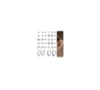 Akeoqi - 12 Pairs Stainless Steel Screw Back Earrings for Women 20g Pink Multicolor Cubic Zirconia Heart Star Butterfly Flower Cat Shape Screw Cartilage Tone, Cubic Zirconia, Cubic Zirconia