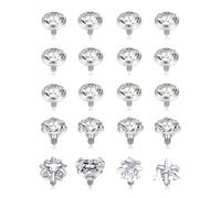 Akeoqi 20Pcs Dermal Anchor Tops 16G Surgical Steel Micro Dermal Piercing Jewelry CZ Ball Star Square Heart Triangle Shaped Internally Threaded Dermal Piercings for Women Men 2.5mm 3mm 4mm 5mm