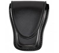 Aker Leather 501 Teardrop Handcuff Case, Black Leather Chain Handcuff Holder with Hidden Snap, Belt Mounted Duty Pouch Fits Only Standard Handcuffs for Patrol Carry Security Uses Patrol, Made in USA