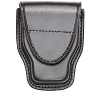 Aker Leather 508A Handcuff Case for Duty Belt, Black Leather Handcuff Holder with Hidden Snap, Fits Large Chain Style Law Enforcement Handcuffs, Slide On Belt Slots for 2.25 Inch Belts, Made in USA