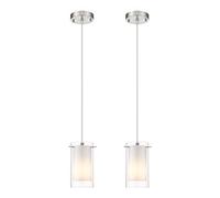 AKEZON Modern Glass Pendant Light 2 Pack, Adjustable Hanging Pendant Lighting Kitchen Lights Island Dining Room Bathroom Bar, Brushed Nickel Finish