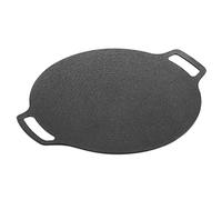 Akfldms 1 PCS 38Cm Thick Cast Iron Frying Pan Flat Pancake Griddle Non-Stick BBQ Grill Induction Cooker Black