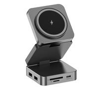 Akfldms 10 in 1 Docking Station Aluminum Alloy Magnetic Suction Wireless Fast Charging Hub External Computer USB Hub