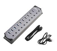 Akfldms 10 in 1 Powered USB HUB 10 Ports USB Adapter USB Splitter USB 3.0 Interface Individual Switch RGB E-Marker Heat Design