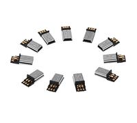 Akfldms 10 Pcs Mini USB 5 Pin Male Plug DIY SMT Connector Silver Tone Dark Gray