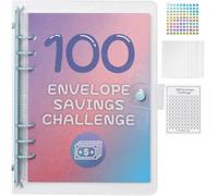 Akfldms 100 Envelope Money Savings Challenge Binder, Expense Budget Sheet for Budgeting and Saving Money, Budget Binder Easy Install Blue