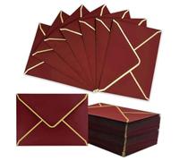 Akfldms 100 PCS A7 Burgundy Invitation Envelopes with Gold Border, 5x7 Inch, V-Flap, Quick Seal - Perfect for Special Occasions