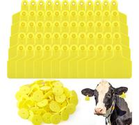 Akfldms 100 Pieces Blank Cow Ear Tags Large Plastic Livestock Ear Tags for Cow Horse Dog Pig Goat Sheep Farm Management Yellow