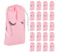Akfldms 100Pcs Lash Bags for Clients Lash Goodie Bags for Clients Bags Eyelash Extensions Makeup Bags Pink