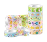 Akfldms 12 Pcs Easter Washi Tapes Set Easter Bunny Chick Gnom Pattern Masking Tape Easter Themed Decorative Tape