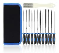 Akfldms 13-Piece Metal Needle File Set with 6 Files, 6 Steel Files,Cleaning Brush and Carrying Case for Wood,Plastic DIY