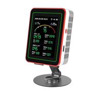 Akfldms 15 in 1 Tuya WiFi Rechargeable Household Digital Air Quality Detector CO2/CO/TVOC/HCHO/PM2.5/Temp/Humi Temperature Humidity Tester Multi Clock B