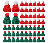 Akfldms 150 Pcs Cute Doll Hats Christmas Knit Hat Wool Yarn Mini Top Hats for Crafts Small Knitting Hair Accessories