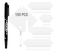 Akfldms 150 Pcs Rack Key Tags White Square Plastic Hanging Tags with 1 Black Markers, Metal Snap Hooks for Slotted Key Cabinets