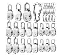 Akfldms 16Pcs M15 M20 M25 Single Pulley Block,Stainless Steel Swivel Pulley Wire Rope Hanging Pulley Wheel for Wire Rope Loading