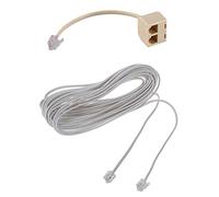 Akfldms 2 Pcs RJ11 Parts: 1 Pcs 6P2C Modular Telephone Phone Cables Wire & 1 Pcs 6P4C 2 Way Outlet Telephone Jack Line Splitter