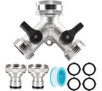 Akfldms 2-Way Water Distributor Y-Splitter Water Connection Distributor with Separate Switch Hose Distributor Garden Irrigation