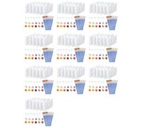 Akfldms 200 Strips 1200 Pots Empty Paint Strips and 200 Pieces Paint Brushes,Paint Cup Clear Plastic Storage Containers,3Ml