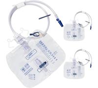 Akfldms 2000mL Catheter Bags for Men and Women 3 Pack Professional Urinary Drainage Bags Enhanced Anti-Reflux Drip Chamber Adjustable Clips & Hanging Hook